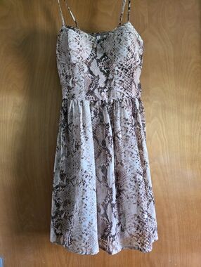Xhilaration Snake Print Spaghetti Strap Dress - Neutral Brown & Cream & Gold